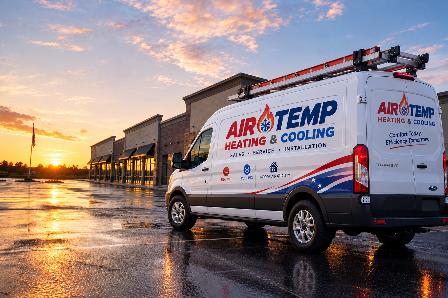 Air Temp service van at sunset